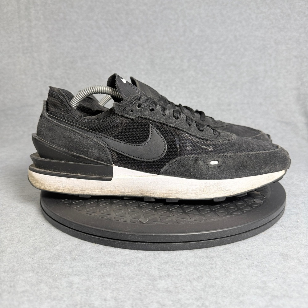 Nike Waffle One Black White Mesh Suede Sneakers DA7995-001 Mens 10.5